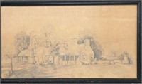 George Spinti Graphite Drawing Of House