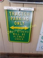 Metal Tractor Parking Embossed Sign