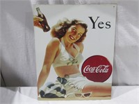 Yes Coca Cola Tin Sign 16" T x 12 1/2" W