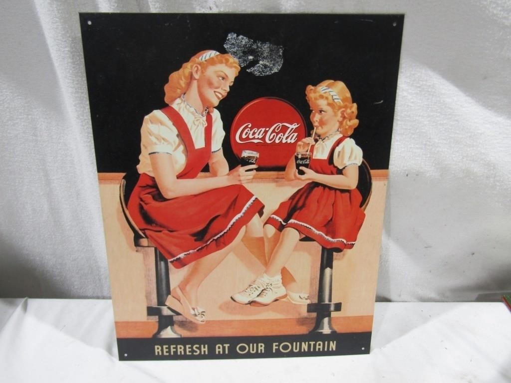 Coca Cola Mother & Daughter Tin Sign 16" x 12 1/2"