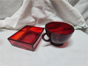 Red Glass Items (2)