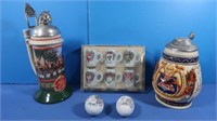 2 Anheuser-Busch Beer Steins, Mini Beer Mugs W.