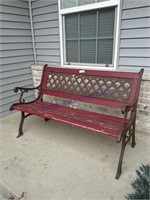 WOOD BENCH W/ METAL FRAME, 4 FT, OUTSIDE