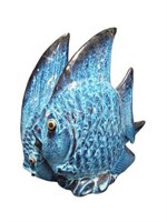 Vintage Blue Ceramic Fish Sculpture - Decorative A
