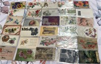 Antique floral embossed postcards