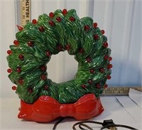 2pc light up ceramic Christmas wreath by Tampa