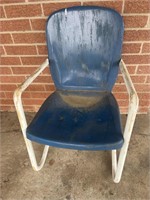 MCM Metal Patio Chair in Blue, 1/3