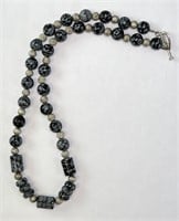 Sterling Snowflake Obsidian Necklace 29 Grams