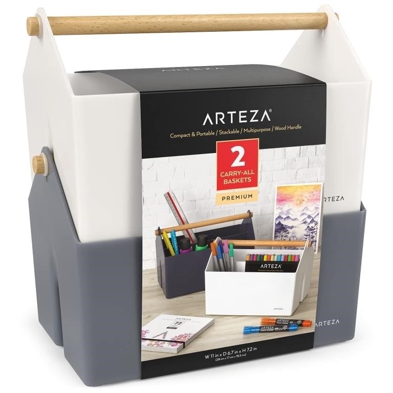 Arteza Plastic Portable Craft Storage Organizer,