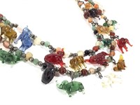 42" L Semi-precious & Glass Animal Necklace