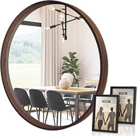 Emi Home Round Decorative Wood Frame Wall Mirror,