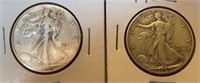 1938 & 1939 Walking Liberty Silver Half Dollars