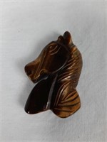 HAND CARVED LOVELY DETAILED TIGERS EYE HORSE HEAD