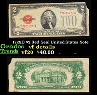 1928D $2 Red Seal United States Note Grades vf det