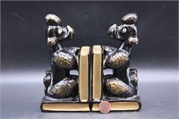 Pair 1950s MCM Hand-Painted Poodle Bookends