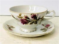 Pink Roses Porcelain Teacup & Saucer Set