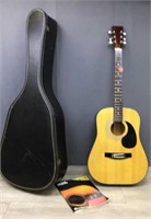 Acoustic Guitar In Carry Case W/ Book -rarely Used