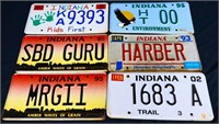 Lot of 6 Indiana license plates