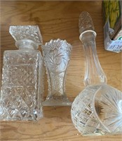 Crystal Vase, Decanter & Alcohol Holder