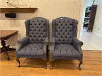 Pr of Queen Anne Wingback Chairs one needs