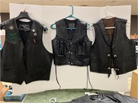 3 Leather Vest, 2 Jackets- S, L