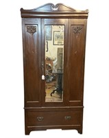 Antique Art Nouveau Era Single Door Wardrobe