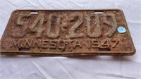 Minnesota 1947 license plate