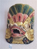 Rare Hand Carved Balinese Dragon Mask Wall Hanging