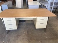 Like new Metal 6 drawer office desk with wood top
