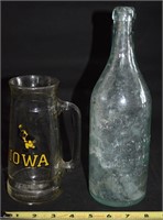 Iowa Hawkeyes Glass Mug + Eagle Bottling Bottle