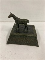 Metal horse trinket box.