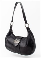 Brighton Hobo Style Black Leather Handbag