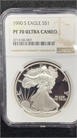1990-S NGC PF70 Ultra Cameo Silver Proof Eagle