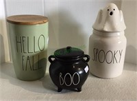 Rae Dunn lot includes a boo candy dish, a