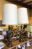 Gorgeous pair of vintage heavy brass table lamps