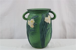 Roseville Green Floral Vase