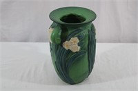 Vintage Roseville Green Floral Vase