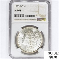 1883-CC Morgan Silver Dollar NGC MS62