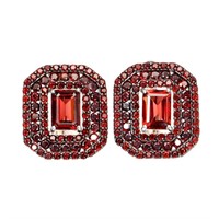 Natural Unheated Octagon Mozambique Garnet Earring