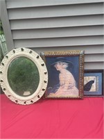 Antique mirror, and picture