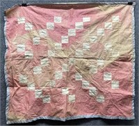 Patchwork quilt top, faded, 37" x 32"