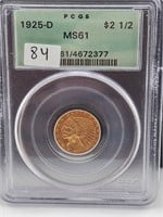 1925-D $2.50 Gold Indian PCGS MS61