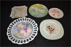 5pcs Maxie Hand Painted Porcelain Wall Plates