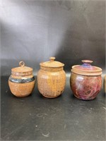 Hand made Pottery Cups & Jars with Lids