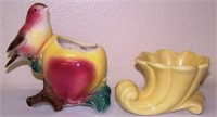 LOT OF TWO POTTERY PIECES - BIRD VASE - ROYAL