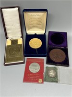 Five Commemorative Coins including medal of merit