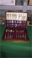 Rodgers Overlaid Silverware In Wood Case