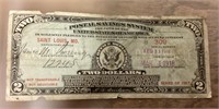 $2 USPS 1918 Saving System certificate of deposit