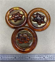 Vintage Bakelite Buttons With Turtle Design