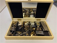 Vintage jewelry box with cuff links and tie clips